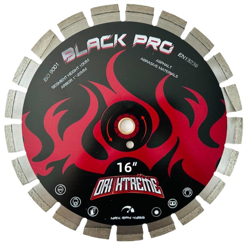 ORIXTREME 16 Inch Asphalt Laser Welded Diamond Blade, Wet/Dry Cutting Asphalt Green Concrete Diamond Saw Blade, Segmented Rim with Wedge Segments,1''-20mm Arbor - Image 1